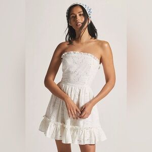 Anthropologie Forever That Girl Eyelet Ruffle Tube Mini Dress